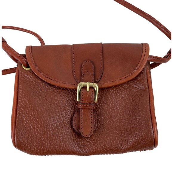 Vintage Liz Claiborne Brown Leather Crossbody Bag Buckle & Adjustable Strap - Picture 2 of 16